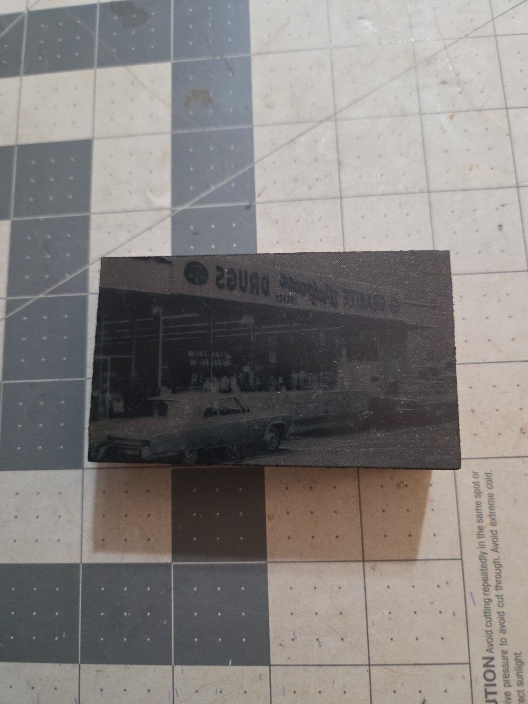 Vintage Letterpress Print Block Granite Wallgreens Pharmacy Westerly RI