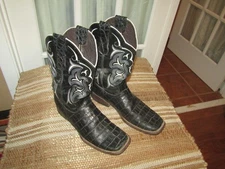 Texas Legacy Black Exotic Embossed Leather Cowboy Boots Square Toe Mens 9 Mex 28