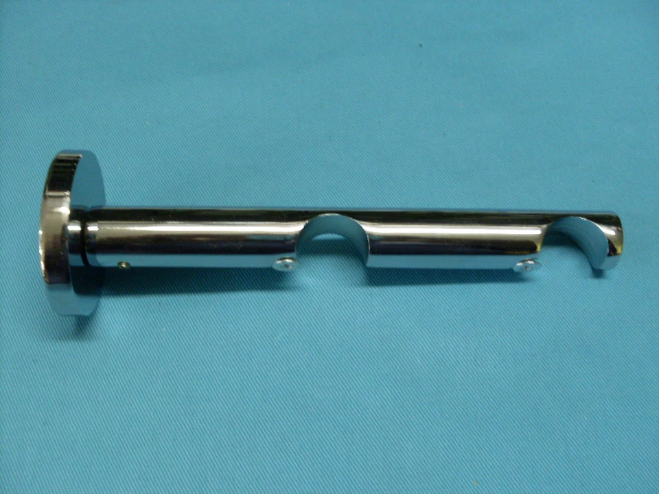 BRICOTENDA SUPPORTO FISSO A PARETE PER DOPPIO BASTONE FINITURA ACCIAIO CROMATO LINEA EASY