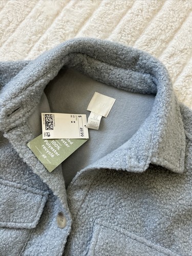 H&M Shirt Jacket Light Blue Womens Size M Fall Winter Staples Cozy - Picture 3 of 12
