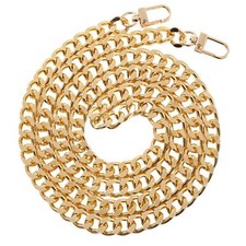 Gold Chain for Handbags 47" Flat Chain Crossbody Purse Strap Aluminum