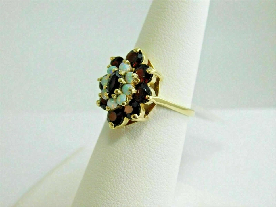 2.50Ct Simulated Opal Halo Cocktail Vintage Ring 14K Yellow Gold Plated Silver - Image 2 of 4