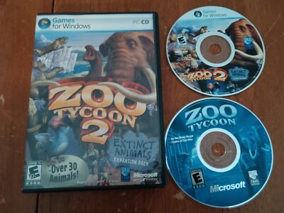 Zoo Tycoon & Zoo Tycoon  2  Extinct Animals Expansion Pack for PC  DISCS ONLY 