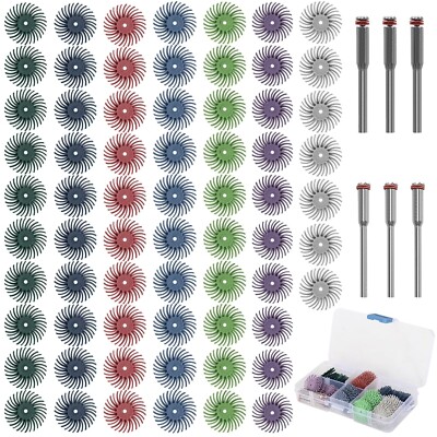 76Pcs 1 Inch Mini Radial Bristle Disc Mix Kit with 2.35Mm/3Mm Mandrels for Rotar