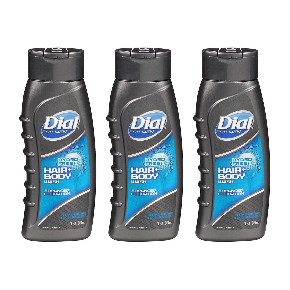 Dial For Men Hair Body Wash, Hydro Fresh, 16 oz (Pack of 3)