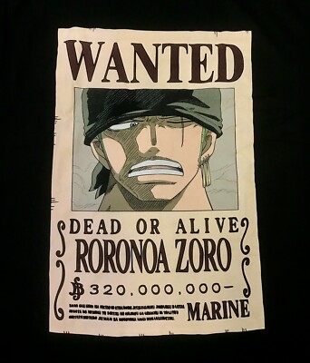 EXCLUSIVE One Piece Roronoa Zoro Wanted Poster Authentic Anime T