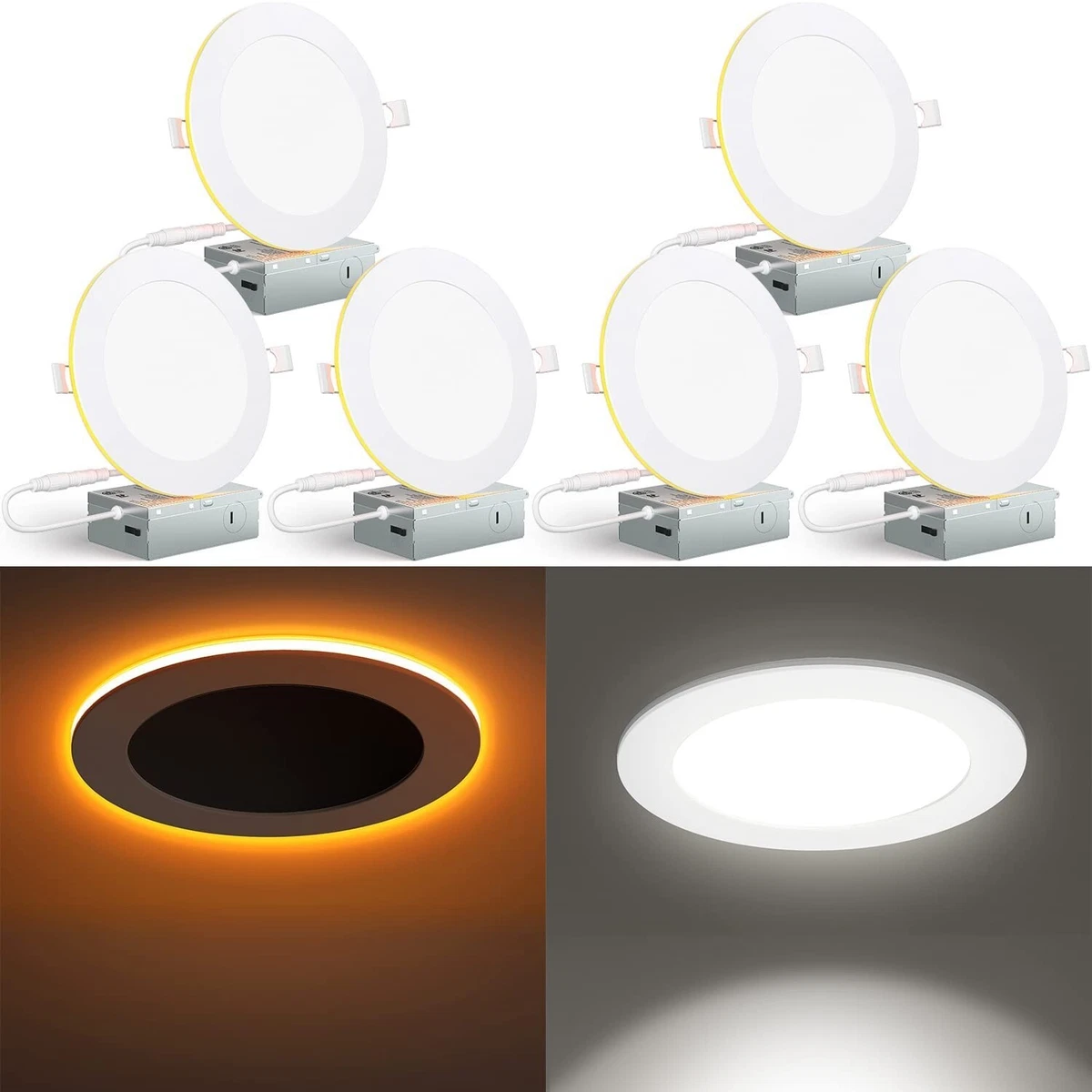 Rollin Light Canless LED Recessed Lighting 6 Inch 6 Pack 6CCT