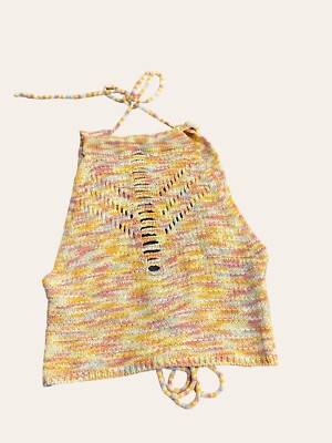 Jolie & Joy Women s Size Small Multi-Color Summer Crochet Halter Top New
