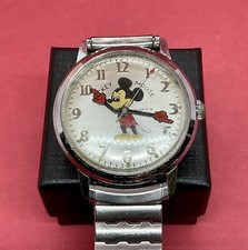 A vintage Helbros  Mickey Mouse  Wrist Watch With A Speidel Watch Band. It Works