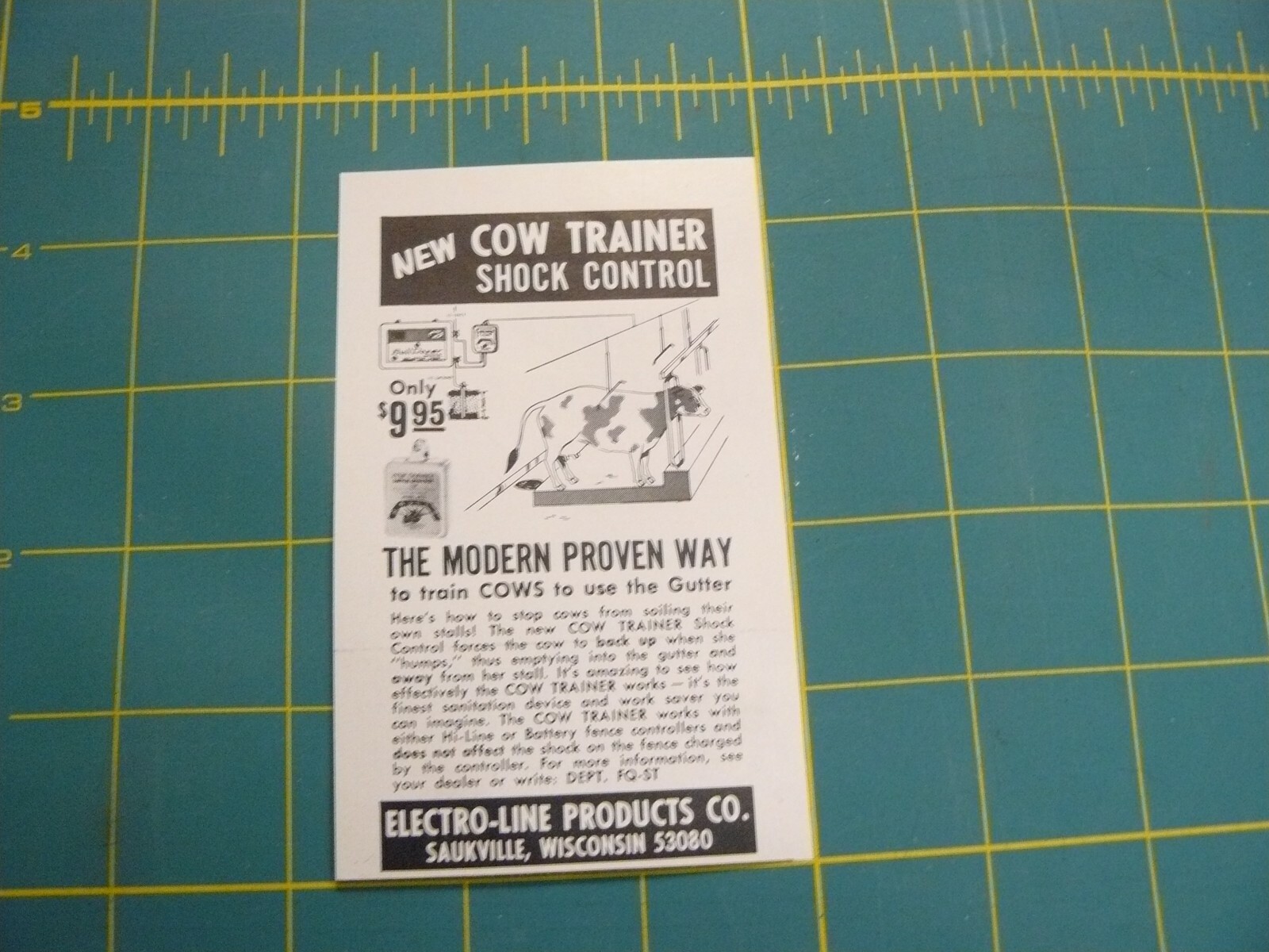 THE FARM QUARTERLY- FALL 1964-AD- COW TRAINER SHOCK CONTROL / Saukville ...