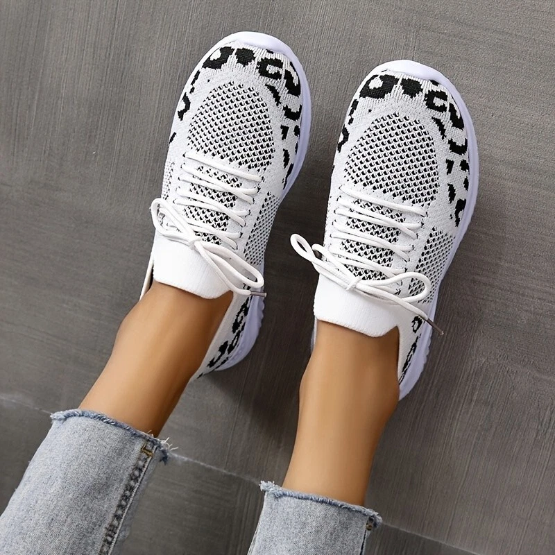 Leopard print lace up sneakers hotsell