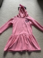 Disney Minnie Mouse Girls 7-8 Pink Tulle Skirt Hooded Dress NICE 