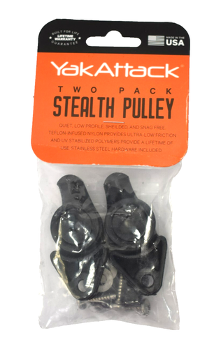 YakAttack Kayak Stealth Pulley w Hardware Black 2 Pack Quiet Low Profile