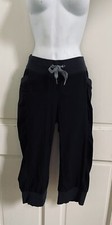 ATHLETA NEW Black Stretch Nylon Drawstring Cropped Dance Studio Pants Sz 8 NWOT