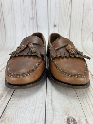 LL Bean Loafers Shoes Kiltie Tassel Slip On Handsew Brown  display picture 3