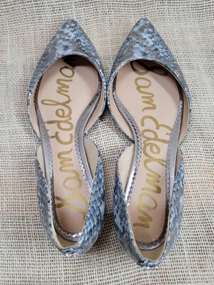 Sam Edelman Rodney Silver/Blue Snakeskin Flats Size