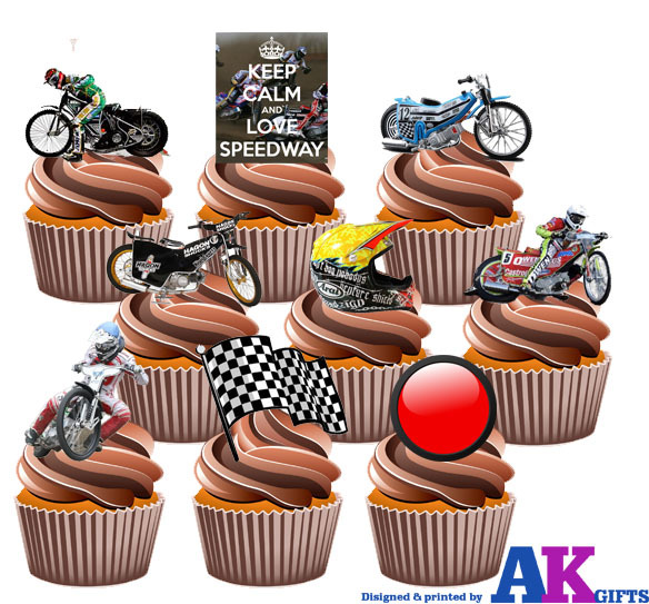 Maison Speedway Moto Party Pack 36 Comestibles Cup Cake Toppers Anniversaire Homme Garcons Fils Cuisine Arts De La Table
