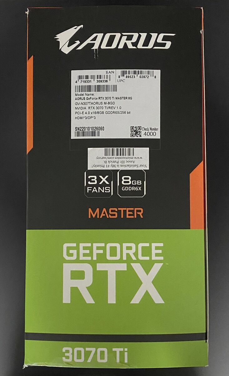 GIGABYTE AORUS GeForce RTX 3070 Ti MASTER 8GB GDDR6X GIGABYTE AORUS GeForce RTX 3070 Ti MASTER 8GB GDDR6X