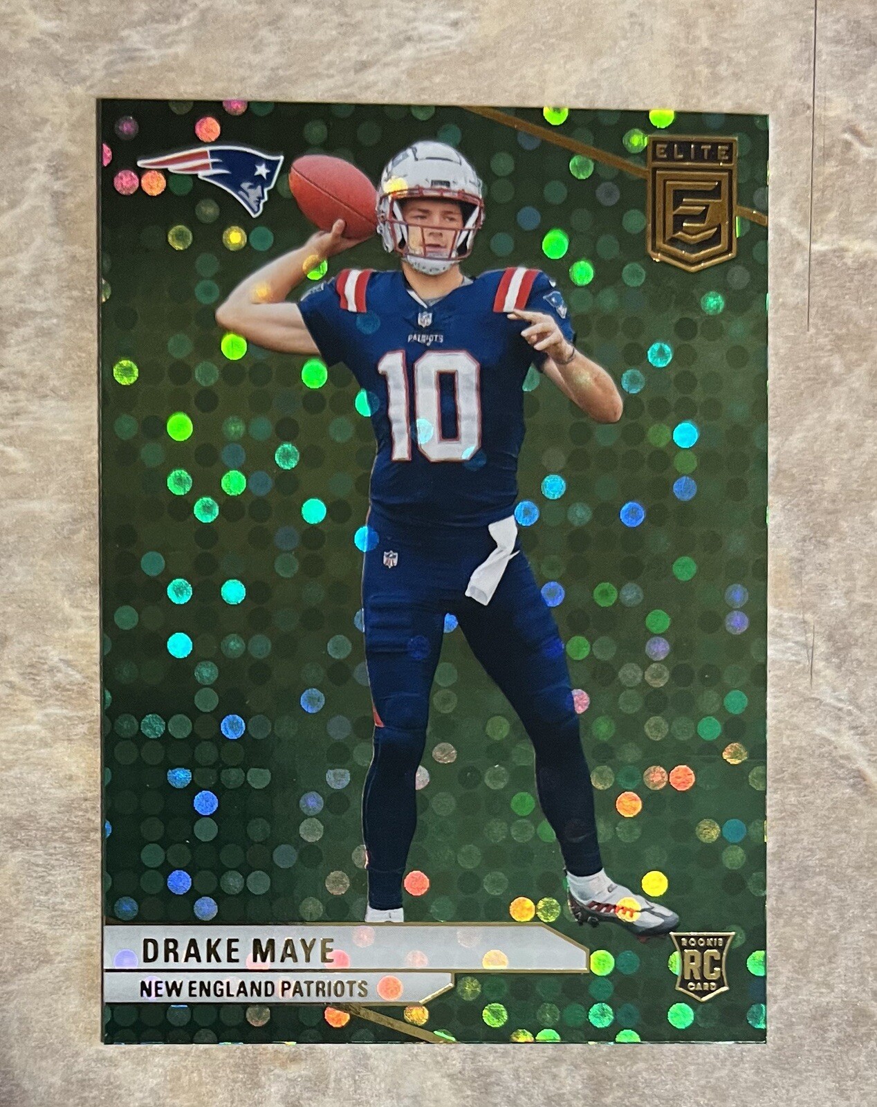Drake Maye 2024 Donruss Elite Green Disco SP Rookie RC No. 185