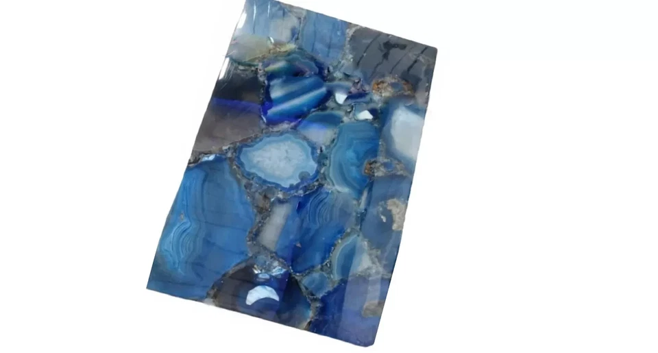 Natural Blue Agate Stone Outdoor Dining Table Slab Top for Restaurant Home Deco - Image 3 of 3
