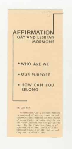 Affirmation Gay & Lesbian Mormons / 1979 - Picture 3 of 3