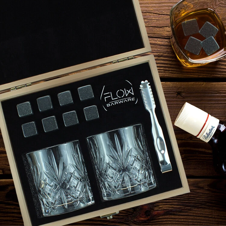 Whisky Glasses Gift Set, Whisky Stones, Ice Ball Moulds, Ice Tongs, Gift Box - Image 2 of 4