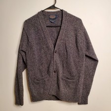 Vintage Pendleton Washable Wool Cardigan Sweater Gray Missing Buttons Size M