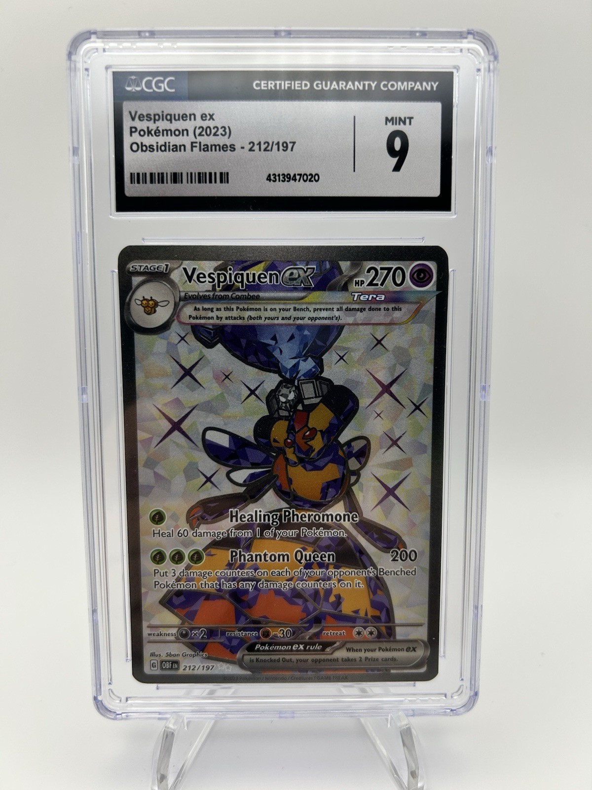 2023 Pokémon VESPIQUEN ex Ultra Rare Holo Obsidian Flames 212/197 CGC 9 Mint