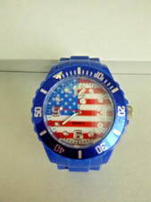 USA Flag Analog Blue Silicone Strap watch (needs new battery)