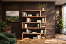 Rustic Solid Wood Staggered Bookcase | Industrial Handcrafted Bookshelves