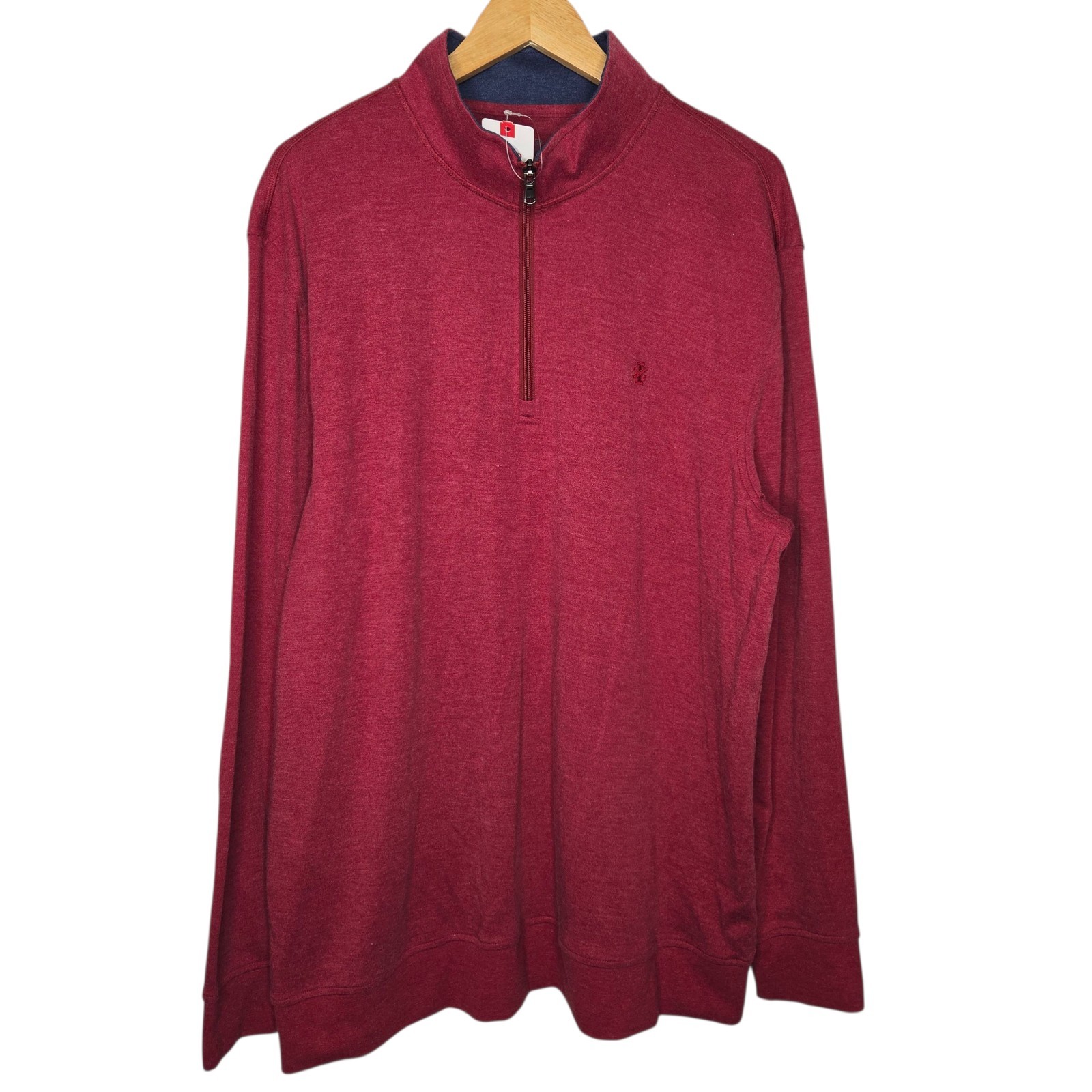 IZOD Saltwater Mens Biking Red Relaxed Fit Quarter Zip Hampton Pullover Size XL