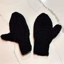 Women  s Unisex Cozy Black Hand Made Chunky Knit Mittens Handmade OS