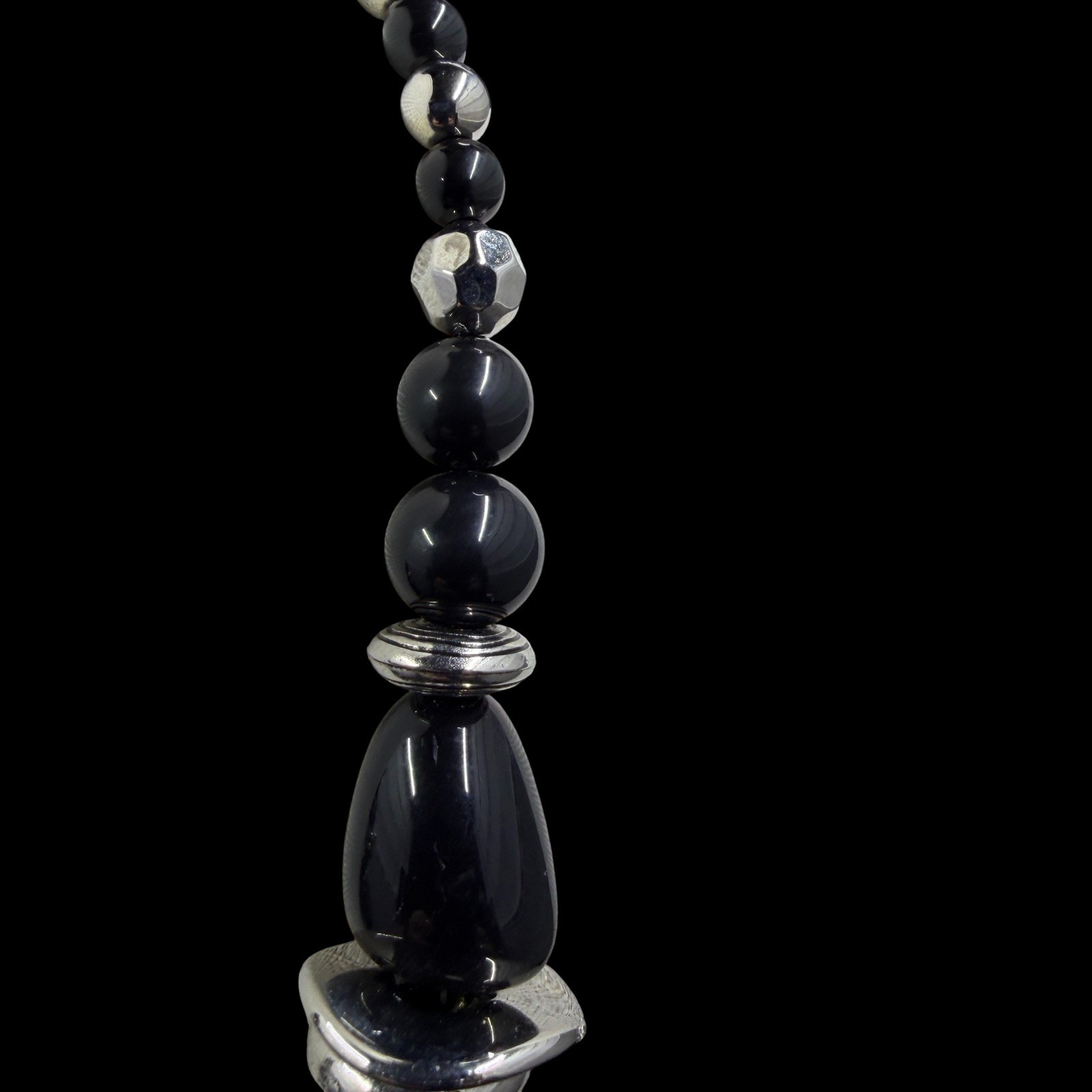 Black Silver Splatter Beaded Statement Necklace C… - image 6