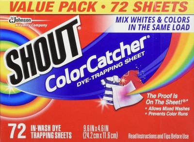 Shout Color Catcher Sheets For Laundry Allow Mixed Washes Prevents Color Runs