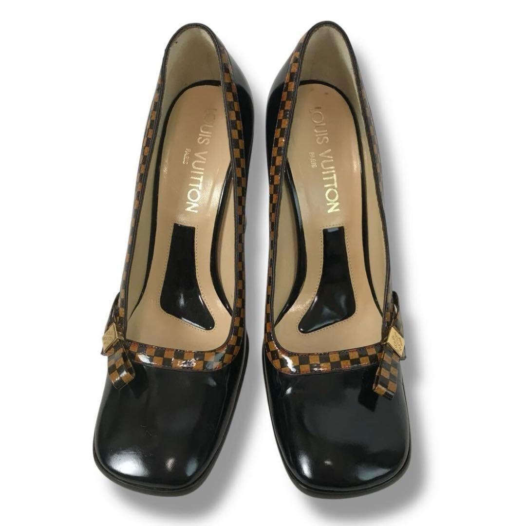 Louis Vuitton Shoes Pumps Heel Damier EU 36.5 US 6.5 Patent Leather Authentic thumbnail 22