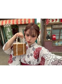 Japanese Summer kimono Yukata Striped floral pattern Yukata obi set Womens