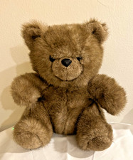 Vintage American Wego plush bear, Sitting, 9.5", Brown, Soft, 1968