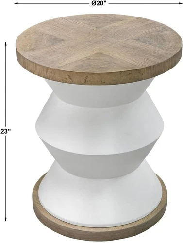 Chic  Spool White and Honey Side Table for Stylish Decor - Picture 3 of 6