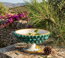 Halb Tafel Pigna Aus Keramik Von Caltagirone Handbemalt Gr&uuml;n