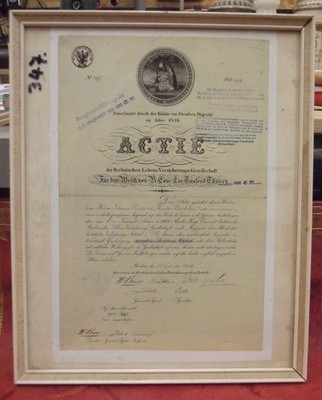 Bild Nr. 347, Abbildung einer Aktie, Actie d. Berliner Lebensversich.Ges.1836