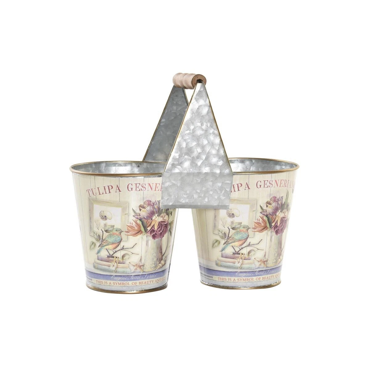 Vaso Per Fiori In Metallo Shabby Chic – Zinco Zincato, Vintage, Con Cuore E Corda, Impermeabile, Per Casa E Giardino, Taglia S 10x21 Cm