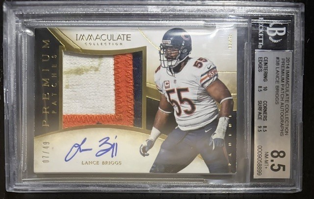 2014 Immaculate Collection Patch Auto #38 Lance Briggs Highest grade POP 2