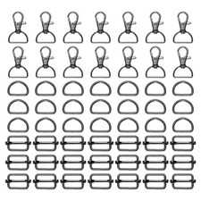 56Pcs, 20mm Swivel Clasps with D Rings and Slide Buckles Set Gunmetal