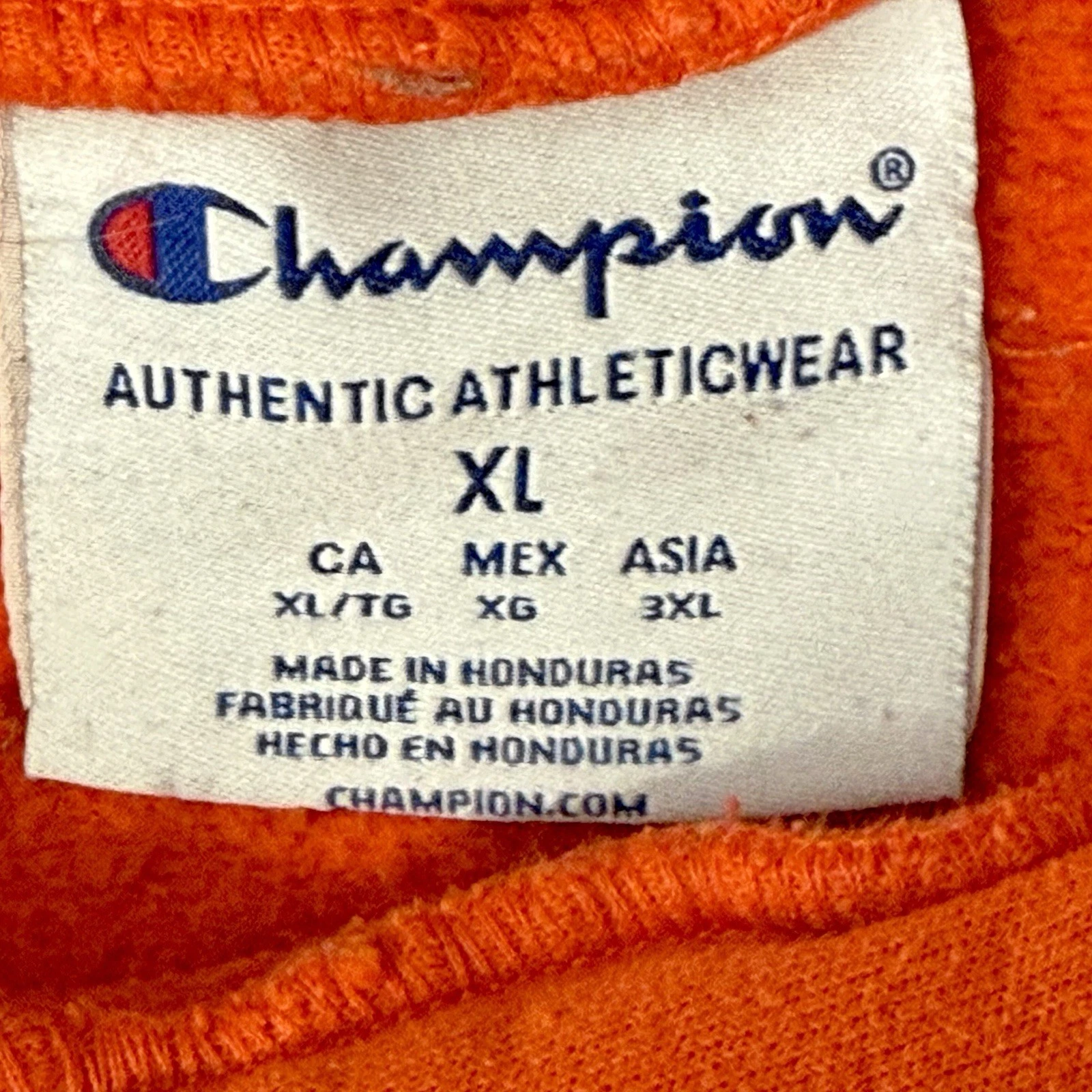 VETEMENTS Felpa con cappuccio Champion Clemson Tigers XL pochette autentica abbigliamento sportivo unisex