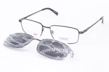 NEW CARGO C5502 BLACK POLARIZED EYEGLASSES SUNGLASSES W/CLIP ON 55-17