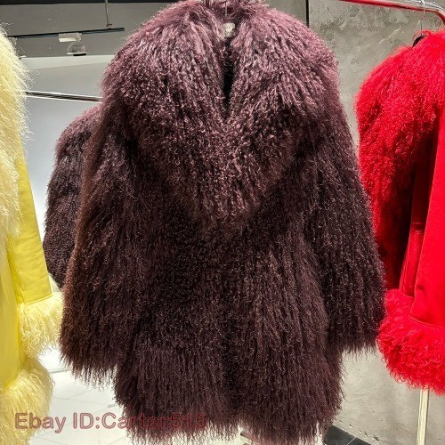 White Mongolia Sheep Fur Jacket Women Winter Real Fur Jacket Coat image 5