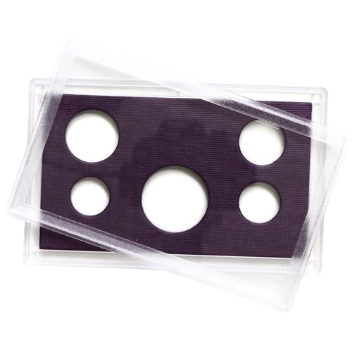 Empty Plastic Lens Purple Insert Holds 5 Coins Half Quarter Dime Nickel Cent