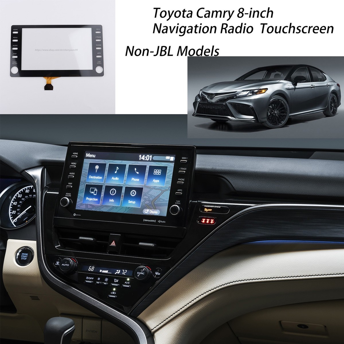 For 2019-2023 Toyota Camry 8-inch Touch screen Digitizer Main unit