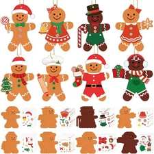 Fairooth 32 Pack Christmas Gingerbread Man Craft Kit Christmas DIY Art and Craft
