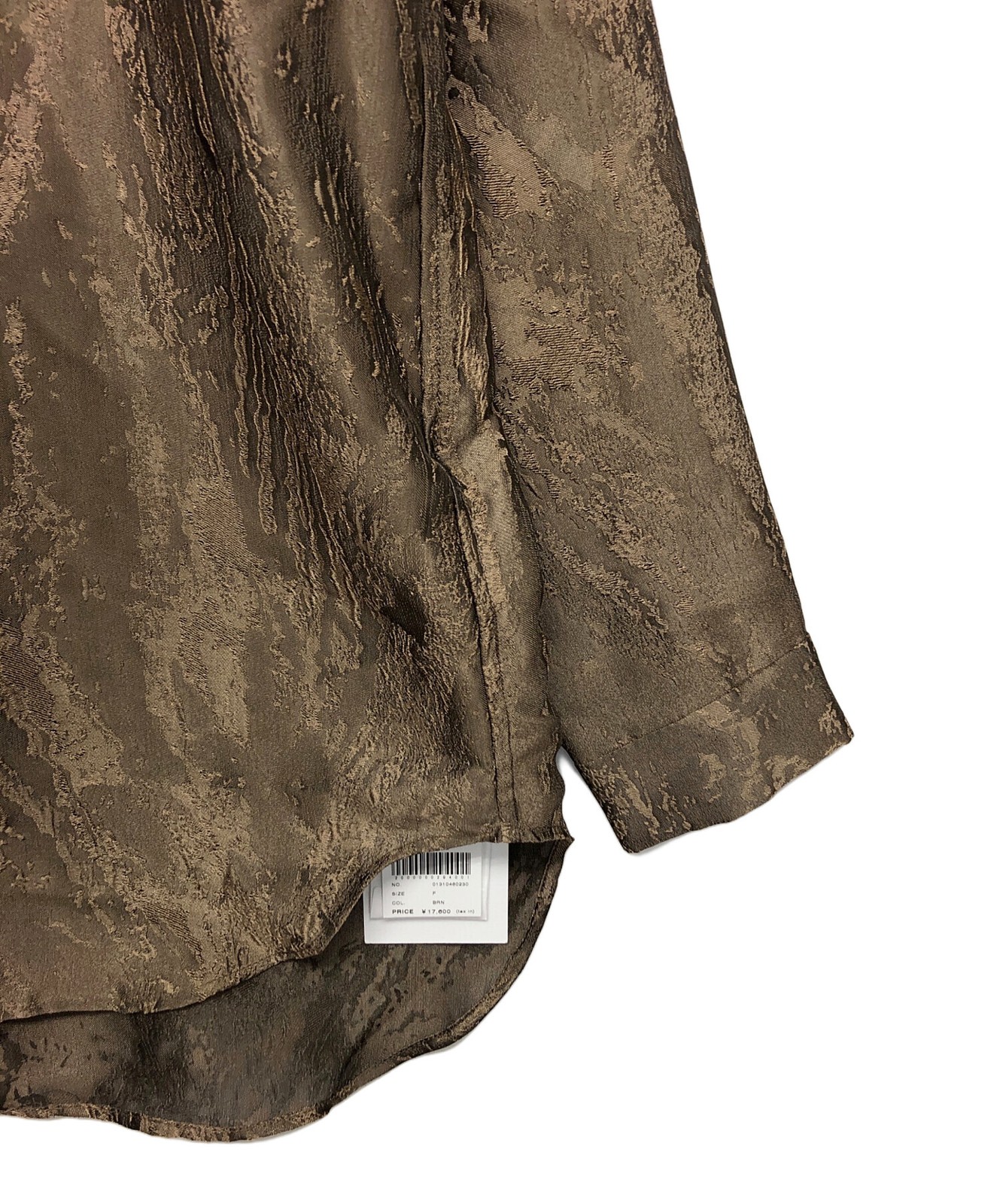 Ameri EMBOSS PATTERN SHEER SHIRT FREE Brown Mint - image 4